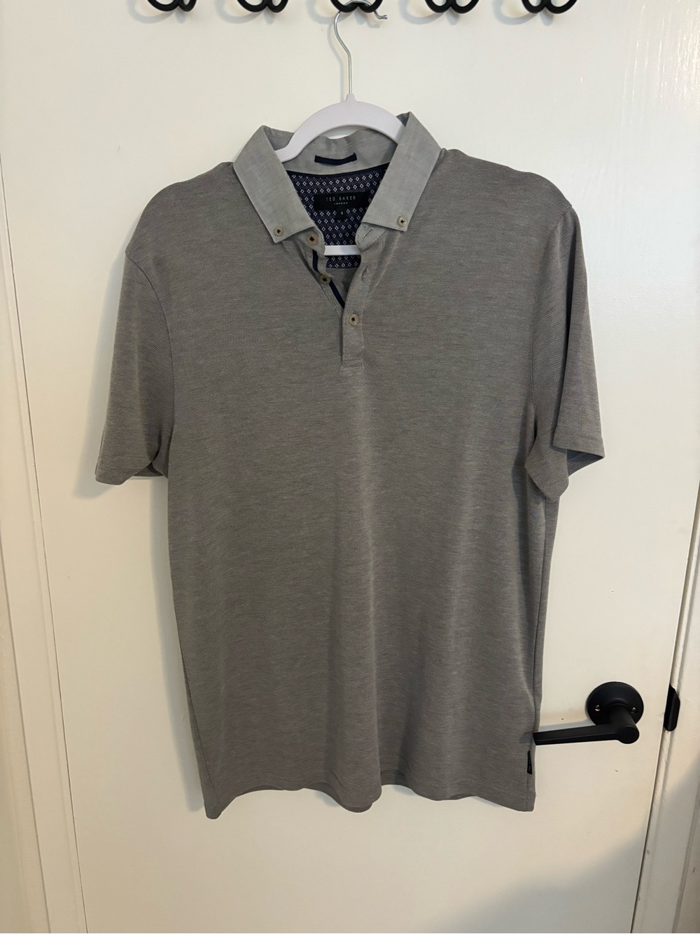 Ted Baker London Men’s Polo Shirt Size 4 (L) Gray Textured Short Sleeve